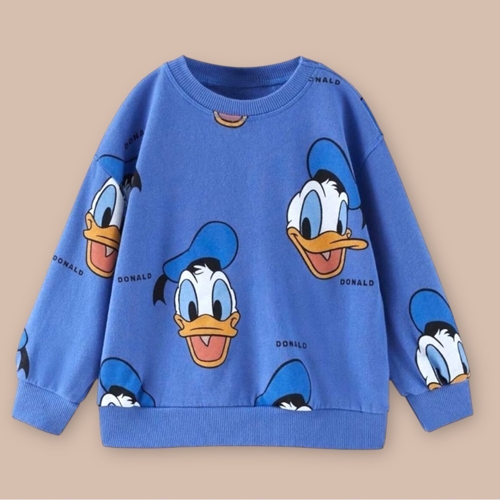 [KID] ZARA Baby Sweater 12–18M Blue Donald Duck | 100% Cotton Knit